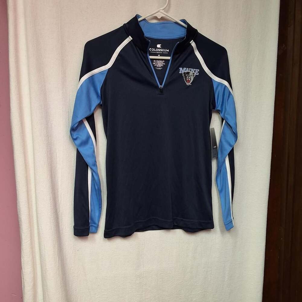 Colosseum Maine Black Bears Youth Quarter Zip Size M Blue